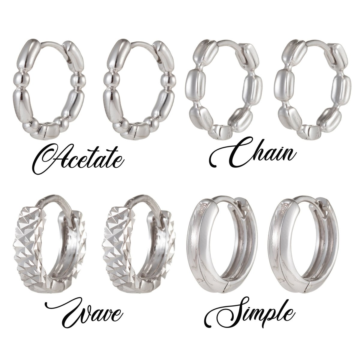 Small Silver Hoop Earrings, Silver Huggie Earrings, Simple Hoop Earrings 15mm Q-045 Q-047 Q-048