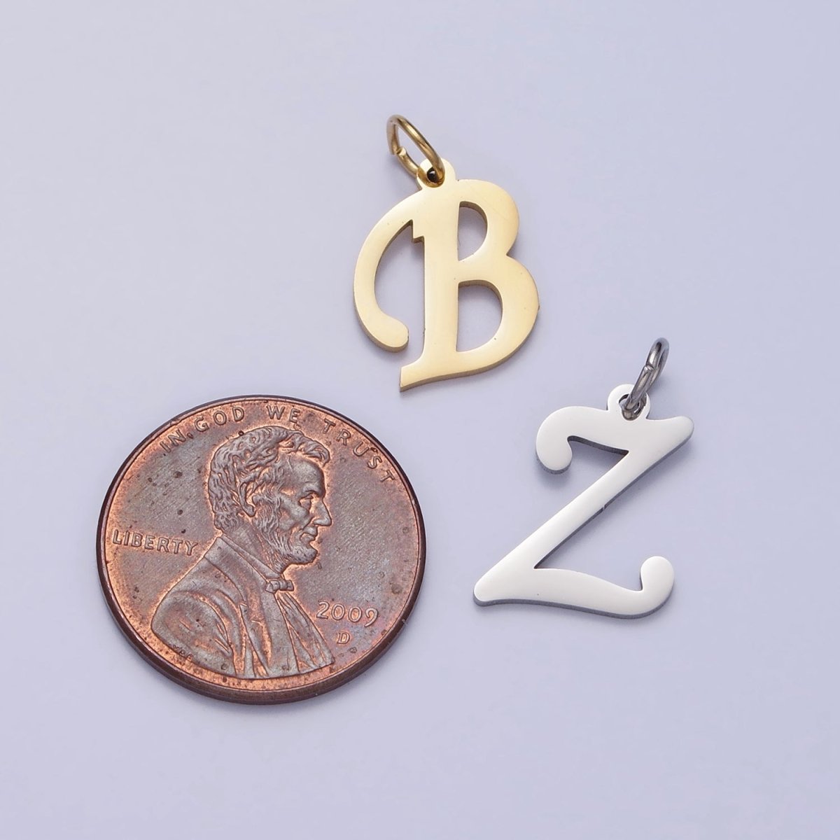 Small Stainless Steel Letter Charms, initial alphabet pendant DIY jewelry letter charms for personalized jewelry making A-638-A-650