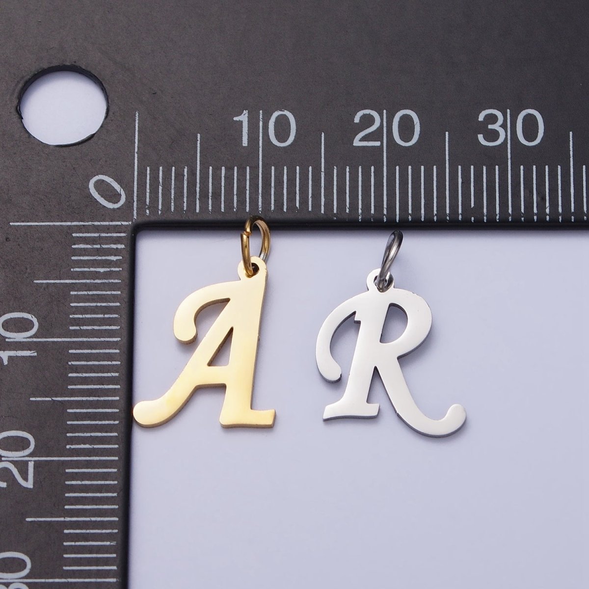 Small Stainless Steel Letter Charms, initial alphabet pendant DIY jewelry letter charms for personalized jewelry making A-638-A-650