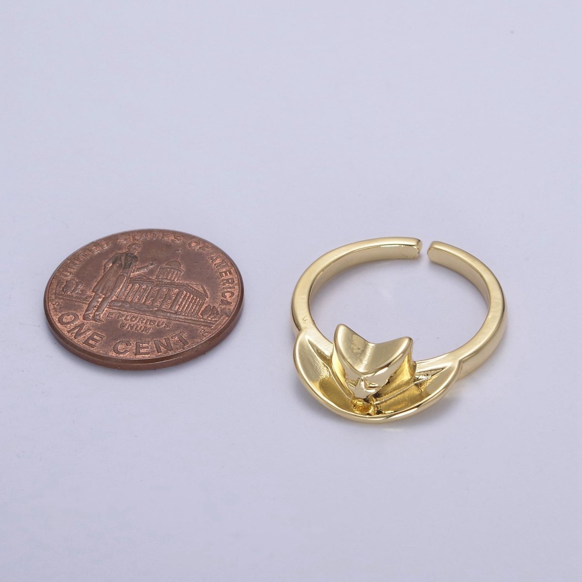 Small Western Cowboy Hat Ring | Dainty Gold Hat on Ring Minimalist Simple Ring Cowgirl Hat U-503