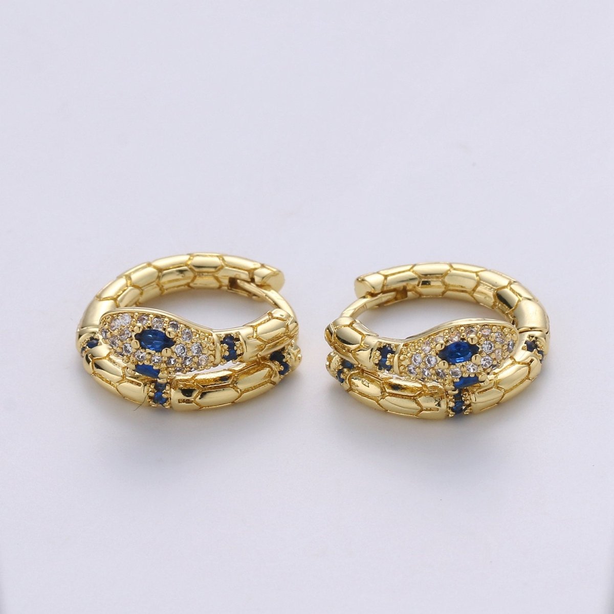 SNAKE hoops - snake earrings - green and blue earrings - 14K Huggie hoops Q-138 Q-139