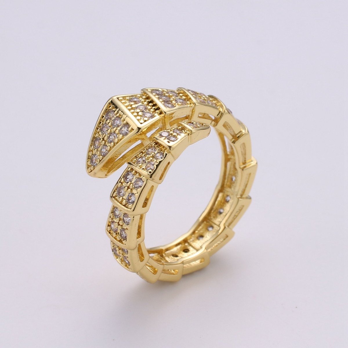 Snake ring, Serpent ring, Chunky ring, spiral snake ring, gold ring, wrap ring, snake gold ring, Adjustable Ring Micro Pave ring R-089 - DLUXCA