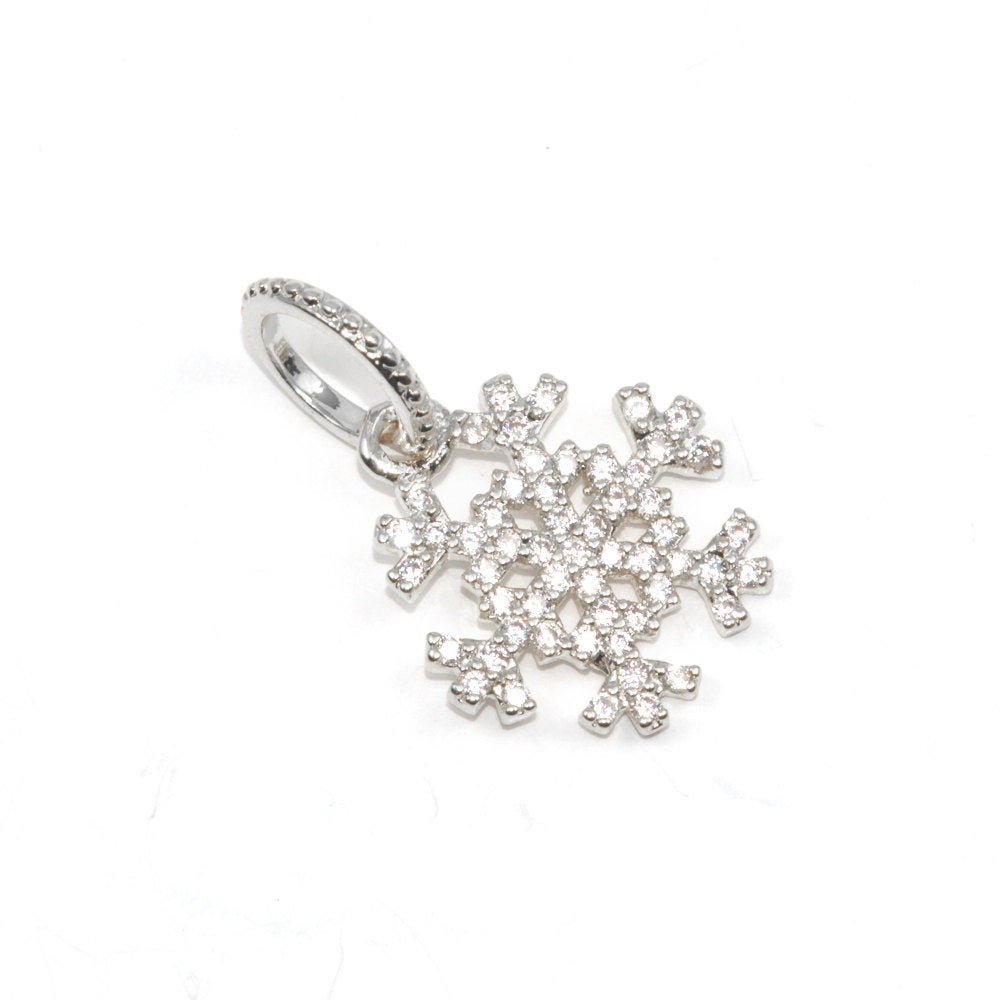 Snow flake Winter Pendant Charm Genuine Cubic Zirconia Crystal Christmas Gift Findings Bail Necklace Earring Jewelry Making J-196 J-235