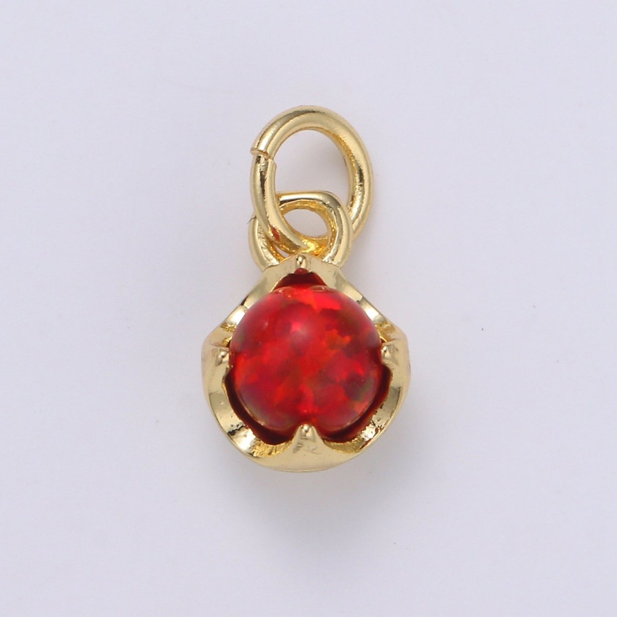 Solitaire Opal Charm, 14K Gold Filled Add on Charm, Round Ball 5mm Diameter Opal Pendant  E-037 E-038, E-039, E-040, E-048