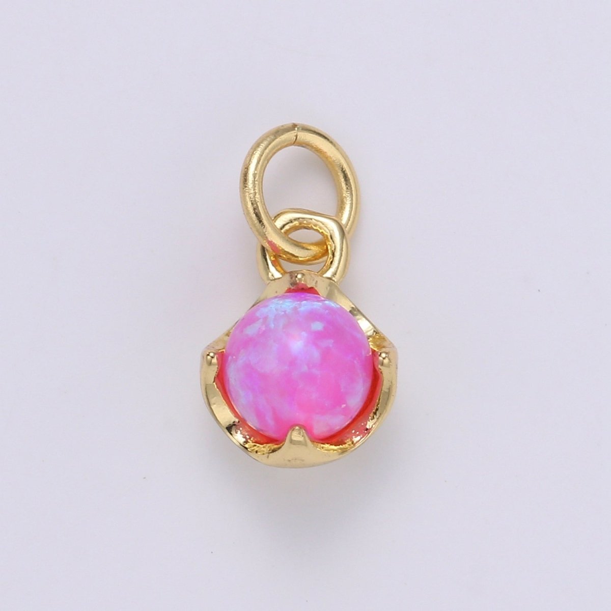Solitaire Opal Charm, 14K Gold Filled Add on Charm, Round Ball 5mm Diameter Opal Pendant  E-037 E-038, E-039, E-040, E-048