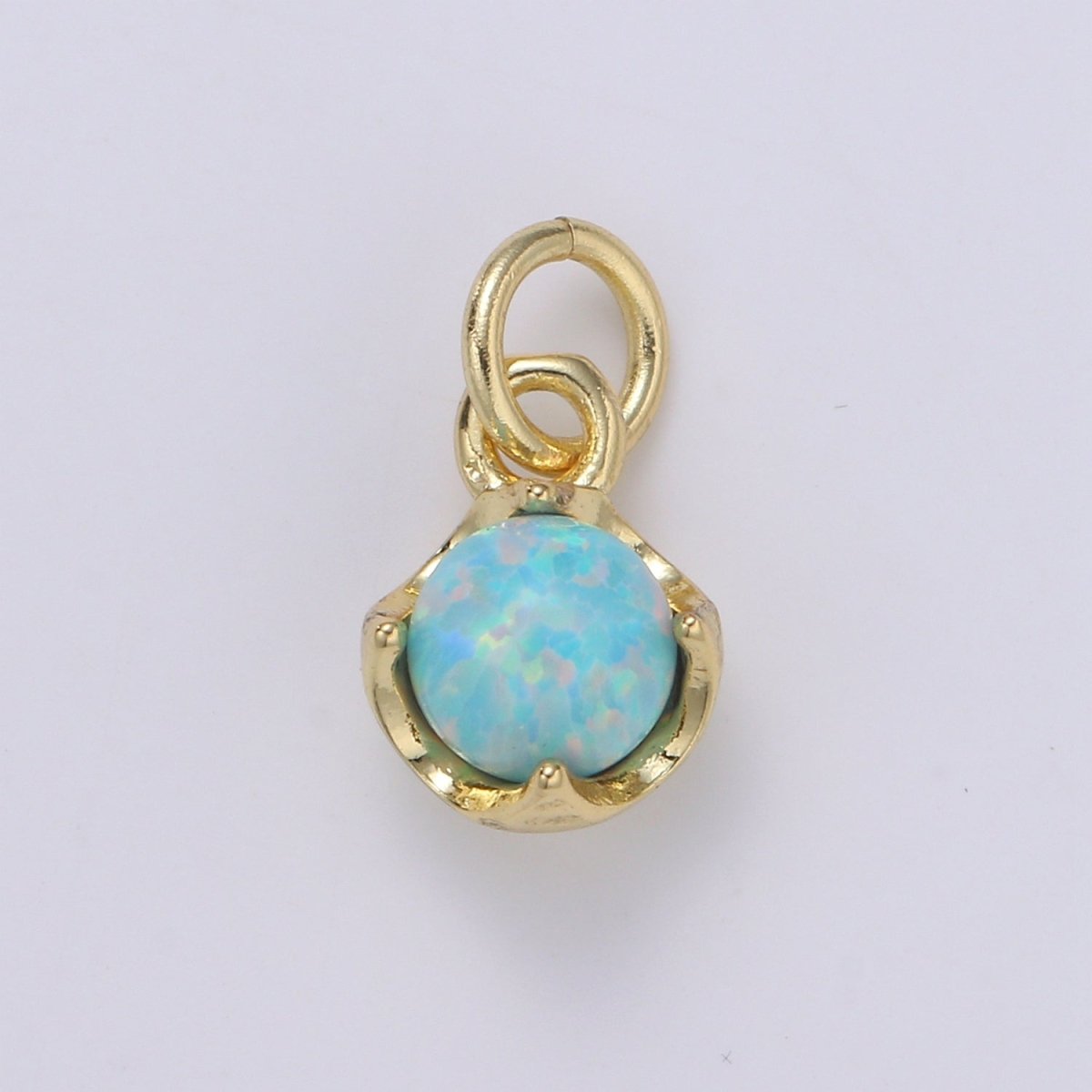 Solitaire Opal Charm, 14K Gold Filled Add on Charm, Round Ball 5mm Diameter Opal Pendant  E-037 E-038, E-039, E-040, E-048
