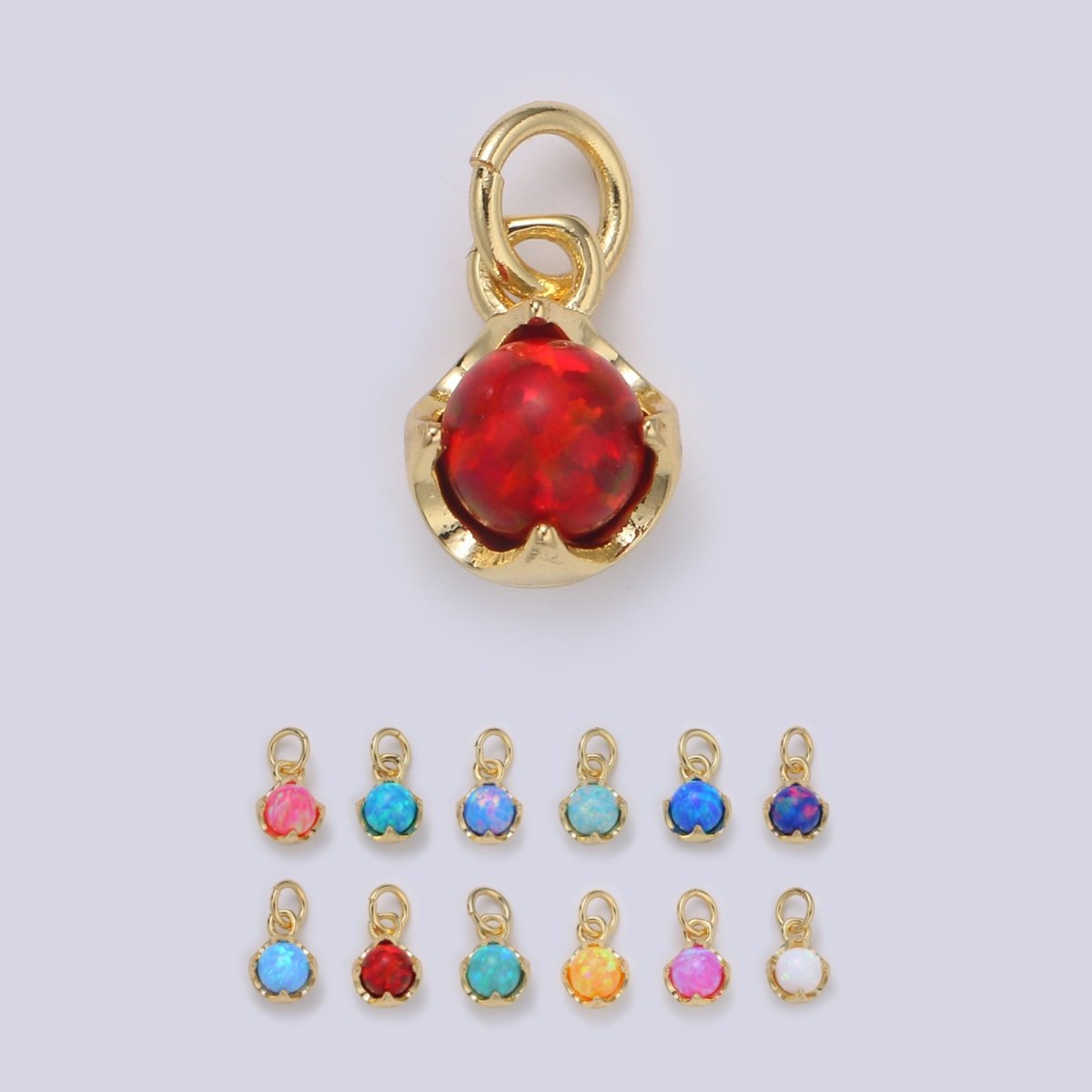 Solitaire Opal Charm, 14K Gold Filled Add on Charm, Round Ball 5mm Diameter Opal Pendant  E-037 E-038, E-039, E-040, E-048