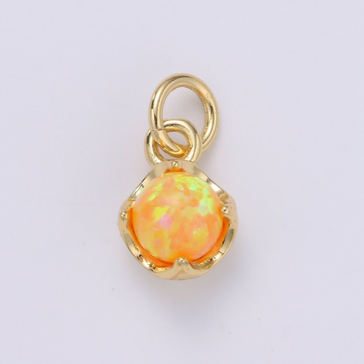 Solitaire Opal Charm, 14K Gold Filled Add on Charm, Round Ball 5mm Diameter Opal Pendant  E-037 E-038, E-039, E-040, E-048