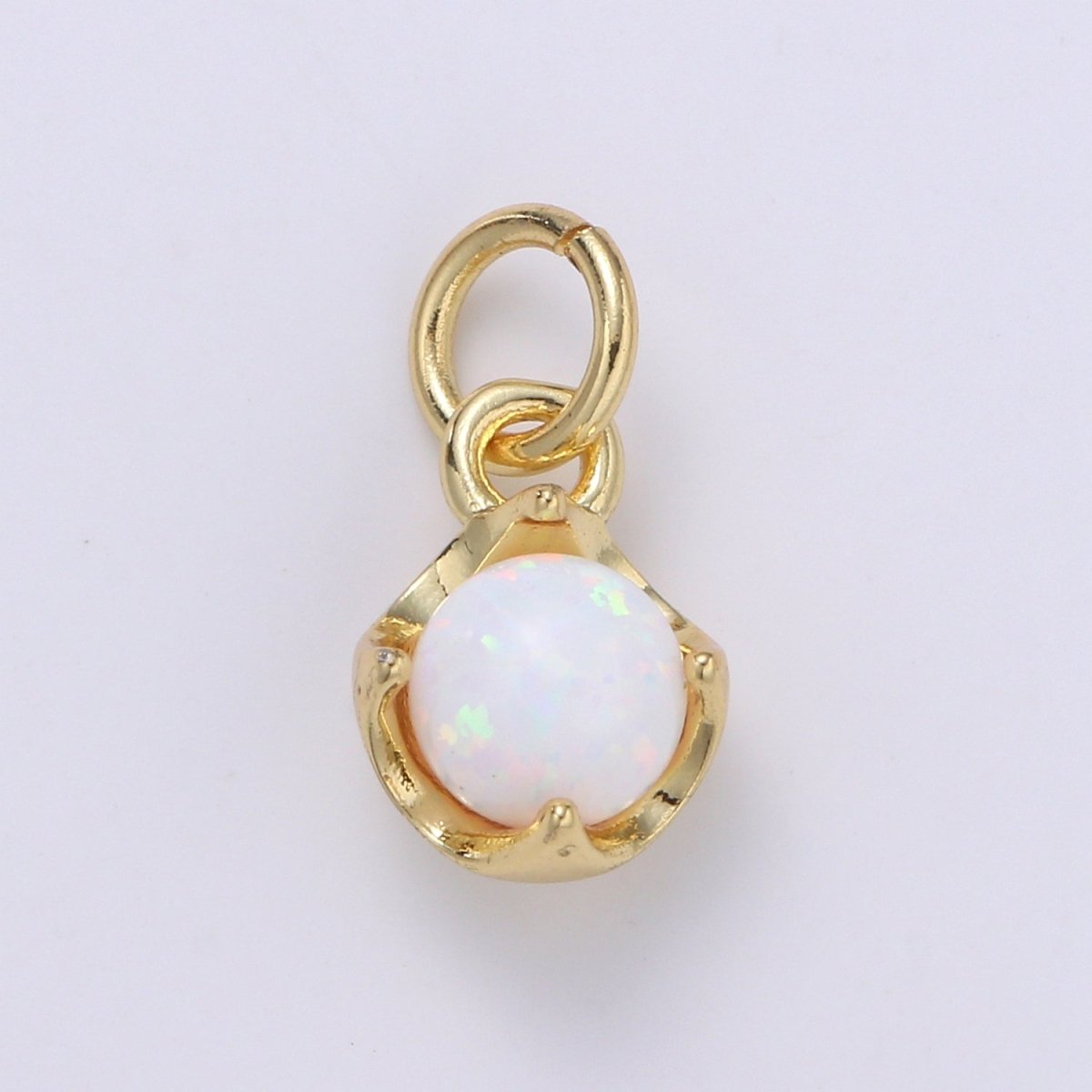 Solitaire Opal Charm, 14K Gold Filled Add on Charm, Round Ball 5mm Diameter Opal Pendant  E-037 E-038, E-039, E-040, E-048