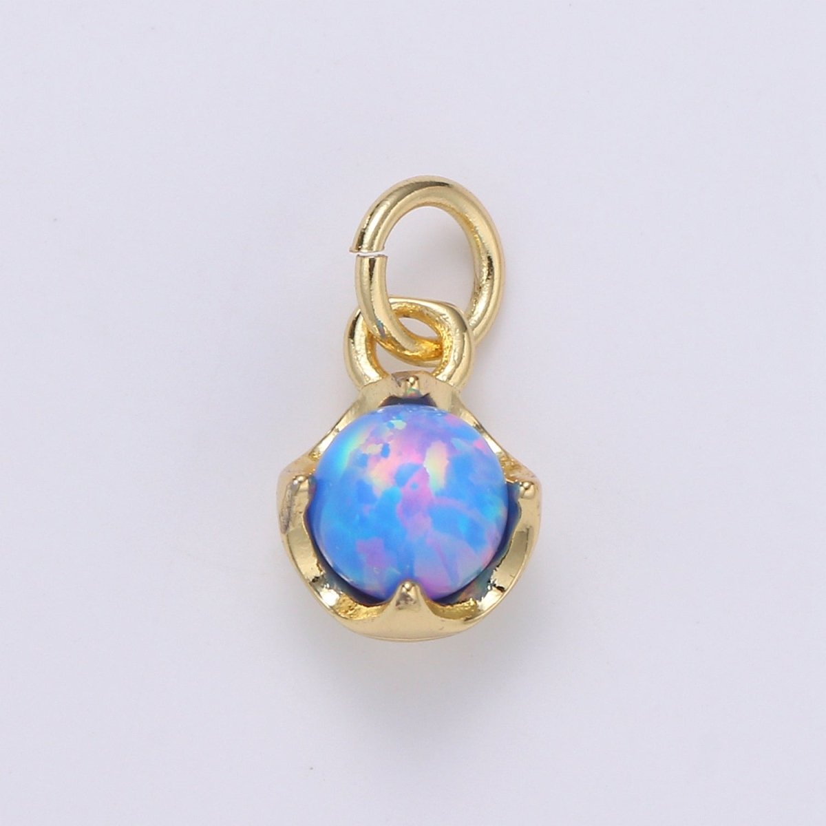 Solitaire Opal Charm, 14K Gold Filled Add on Charm, Round Ball 5mm Diameter Opal Pendant  E-037 E-038, E-039, E-040, E-048