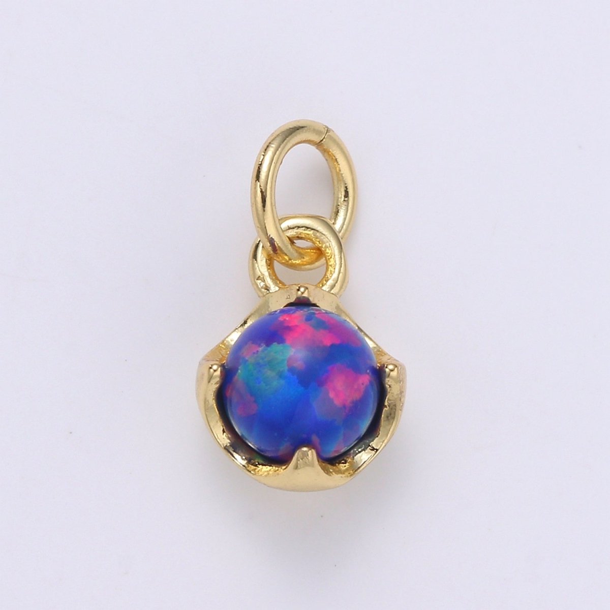 Solitaire Opal Charm, 14K Gold Filled Add on Charm, Round Ball 5mm Diameter Opal Pendant  E-037 E-038, E-039, E-040, E-048