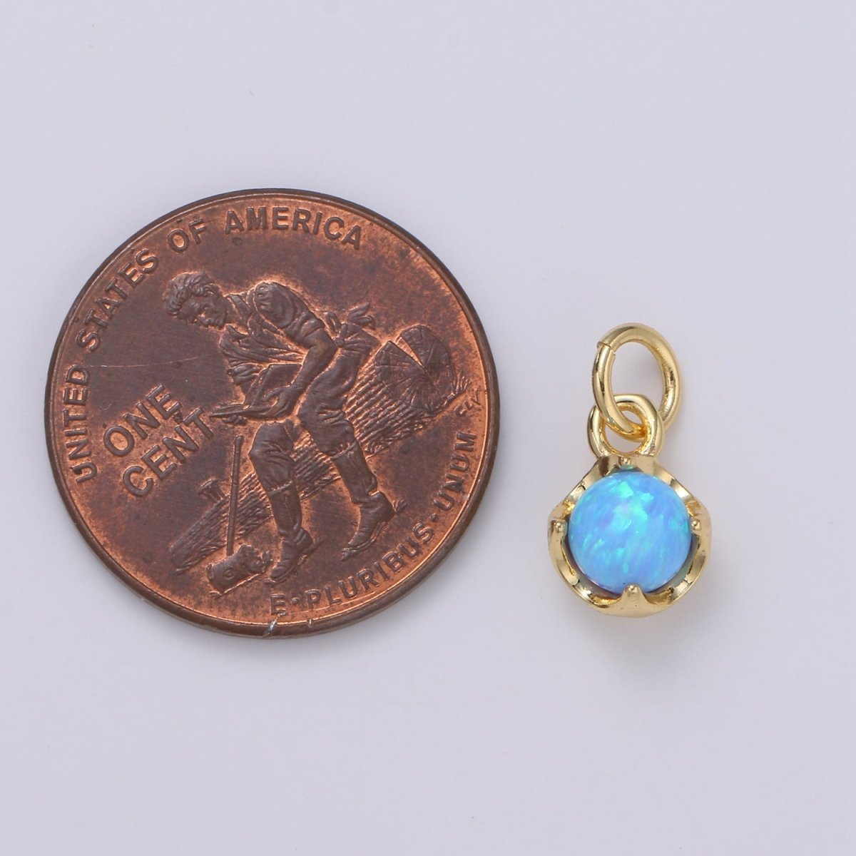 Solitaire Opal Charm, 14K Gold Filled Add on Charm, Round Ball 5mm Diameter Opal Pendant  E-037 E-038, E-039, E-040, E-048