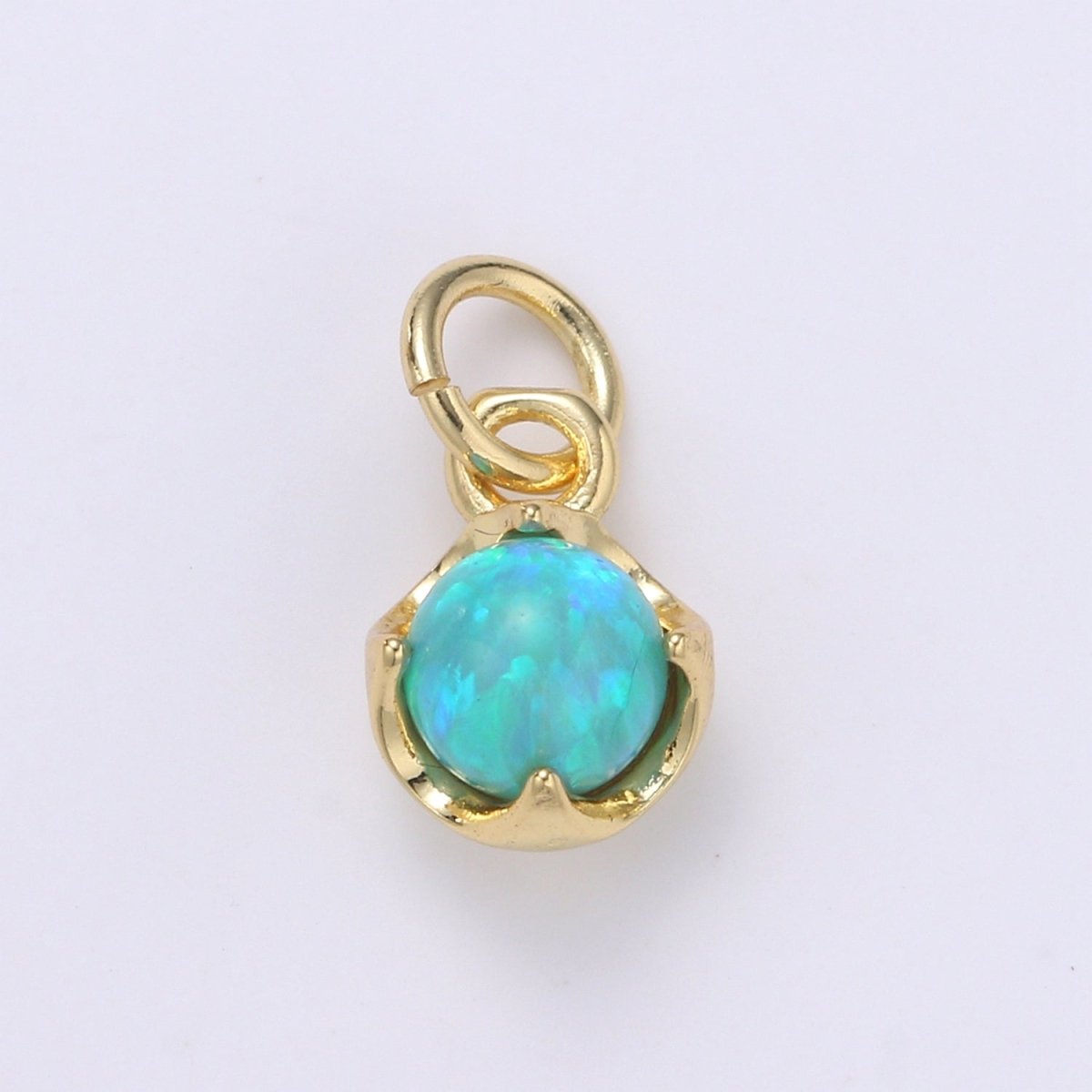 Solitaire Opal Charm, 14K Gold Filled Add on Charm, Round Ball 5mm Diameter Opal Pendant  E-037 E-038, E-039, E-040, E-048