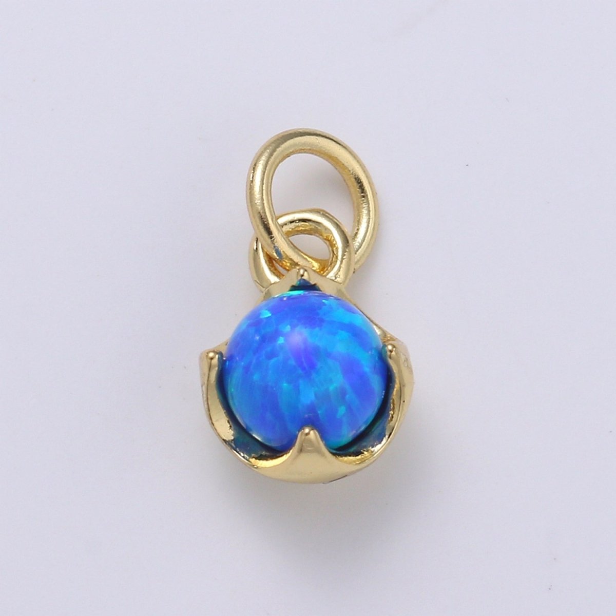 Solitaire Opal Charm, 14K Gold Filled Add on Charm, Round Ball 5mm Diameter Opal Pendant  E-037 E-038, E-039, E-040, E-048