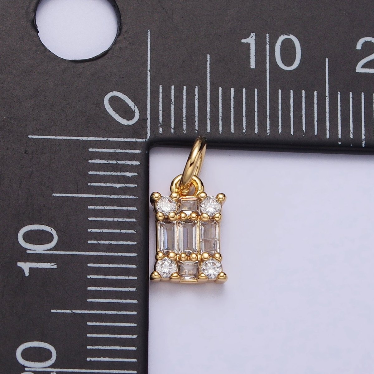 Square Clear CZ Cubic Zirconia Baguette Add-On Charm in Gold & Silver | AC209 AC210