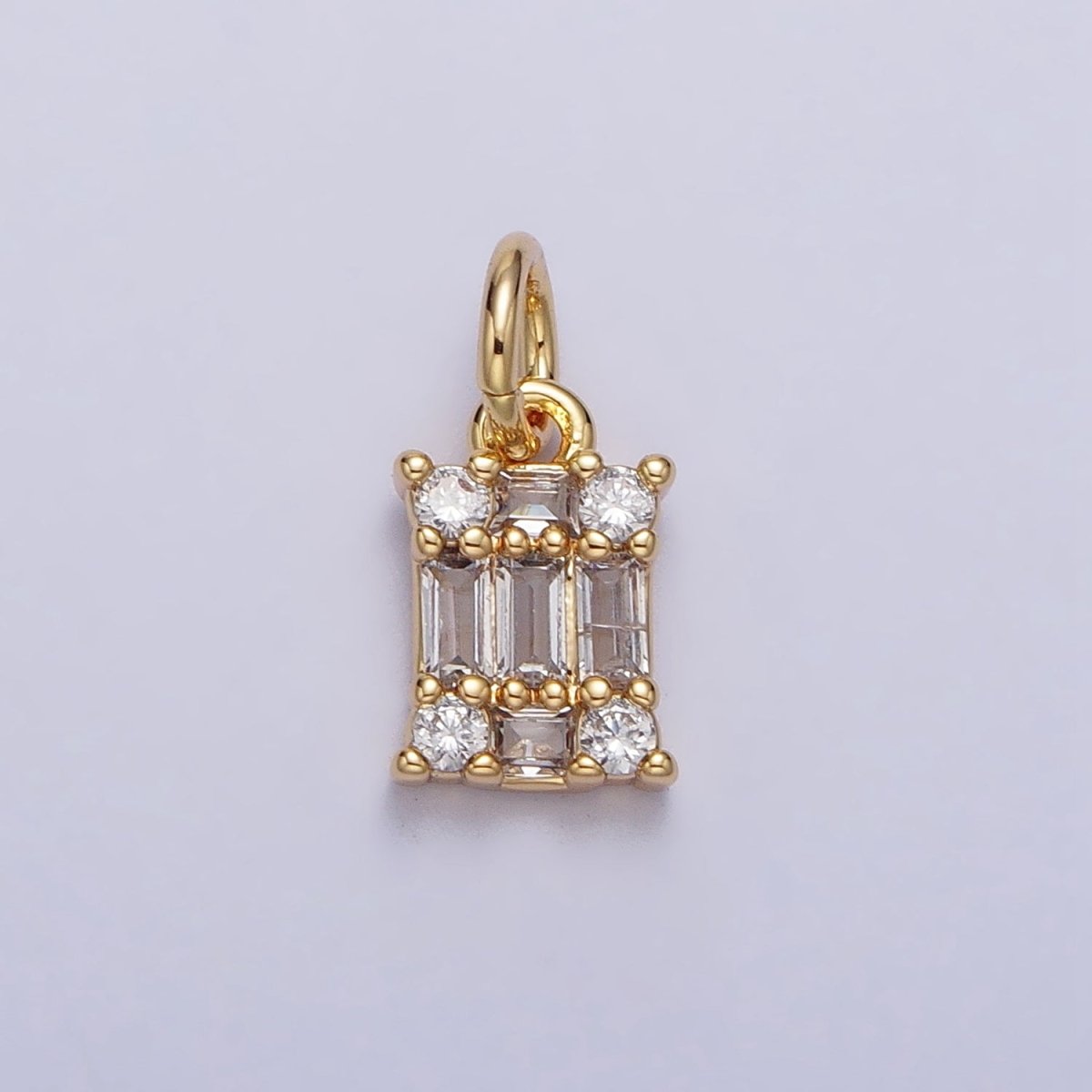 Square Clear CZ Cubic Zirconia Baguette Add-On Charm in Gold & Silver | AC209 AC210