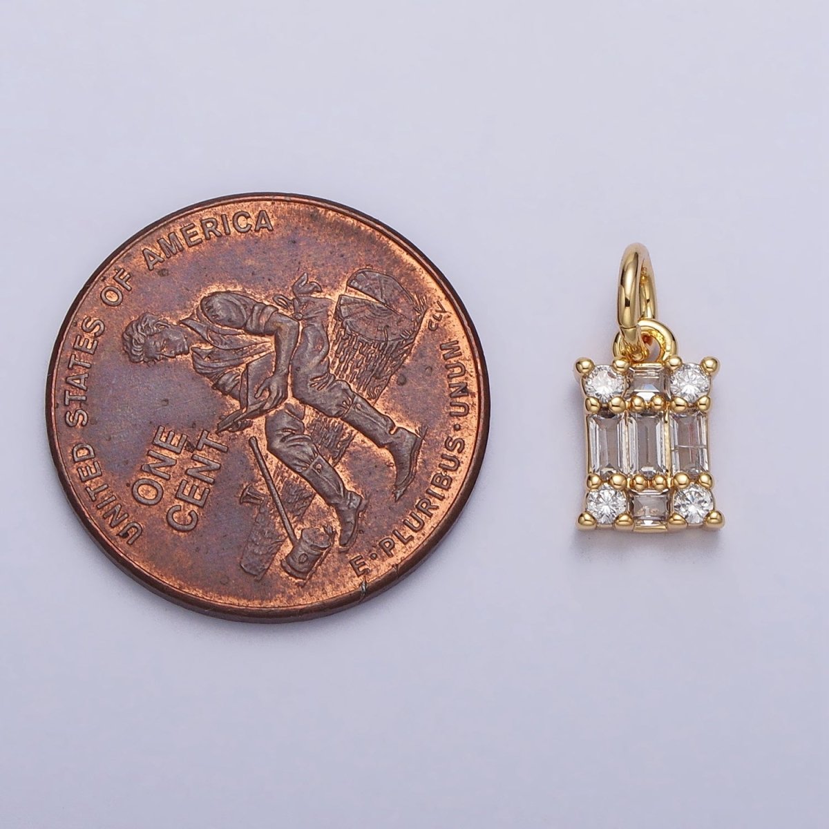 Square Clear CZ Cubic Zirconia Baguette Add-On Charm in Gold & Silver | AC209 AC210