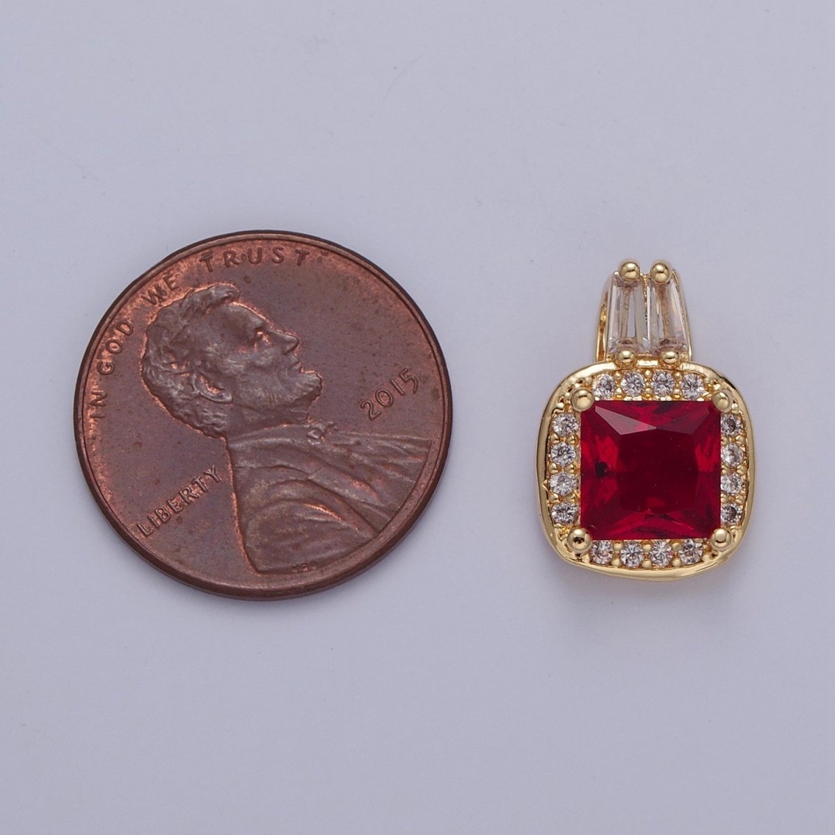 Square CZ Stone with Clear Micro Pave Cross Pendant for Necklace Bracelet Component X-327 - X-330