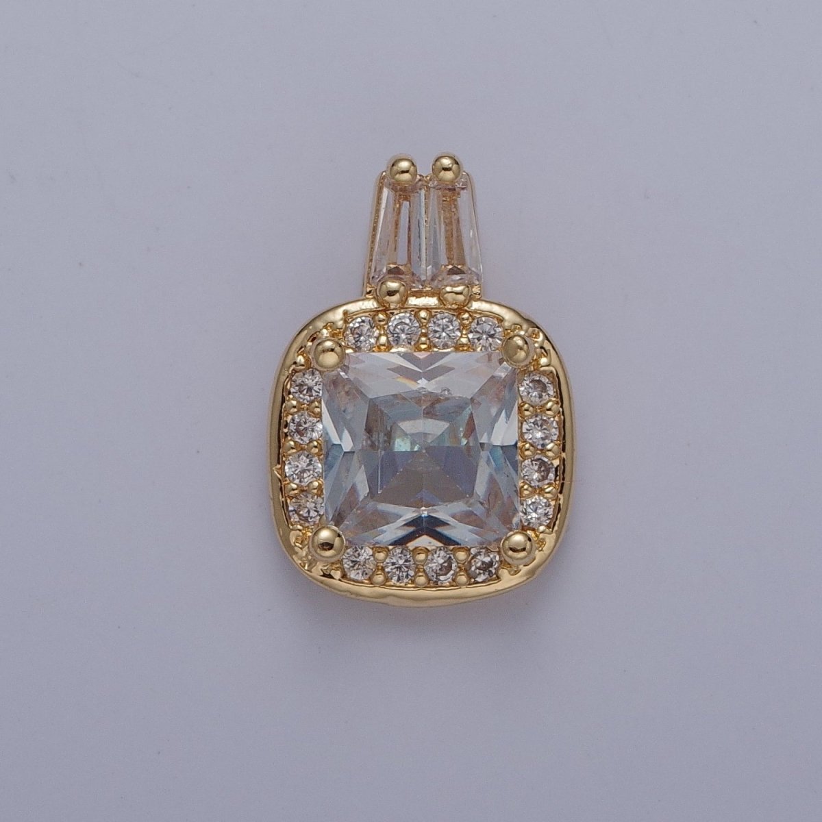 Square CZ Stone with Clear Micro Pave Cross Pendant for Necklace Bracelet Component X-327 - X-330