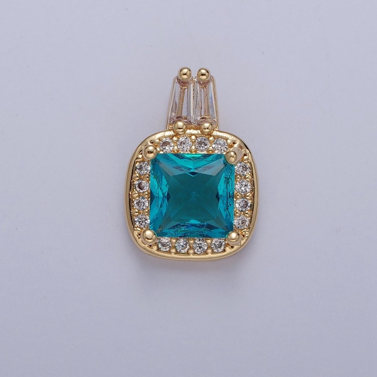 Square CZ Stone with Clear Micro Pave Cross Pendant for Necklace Bracelet Component X-327 - X-330