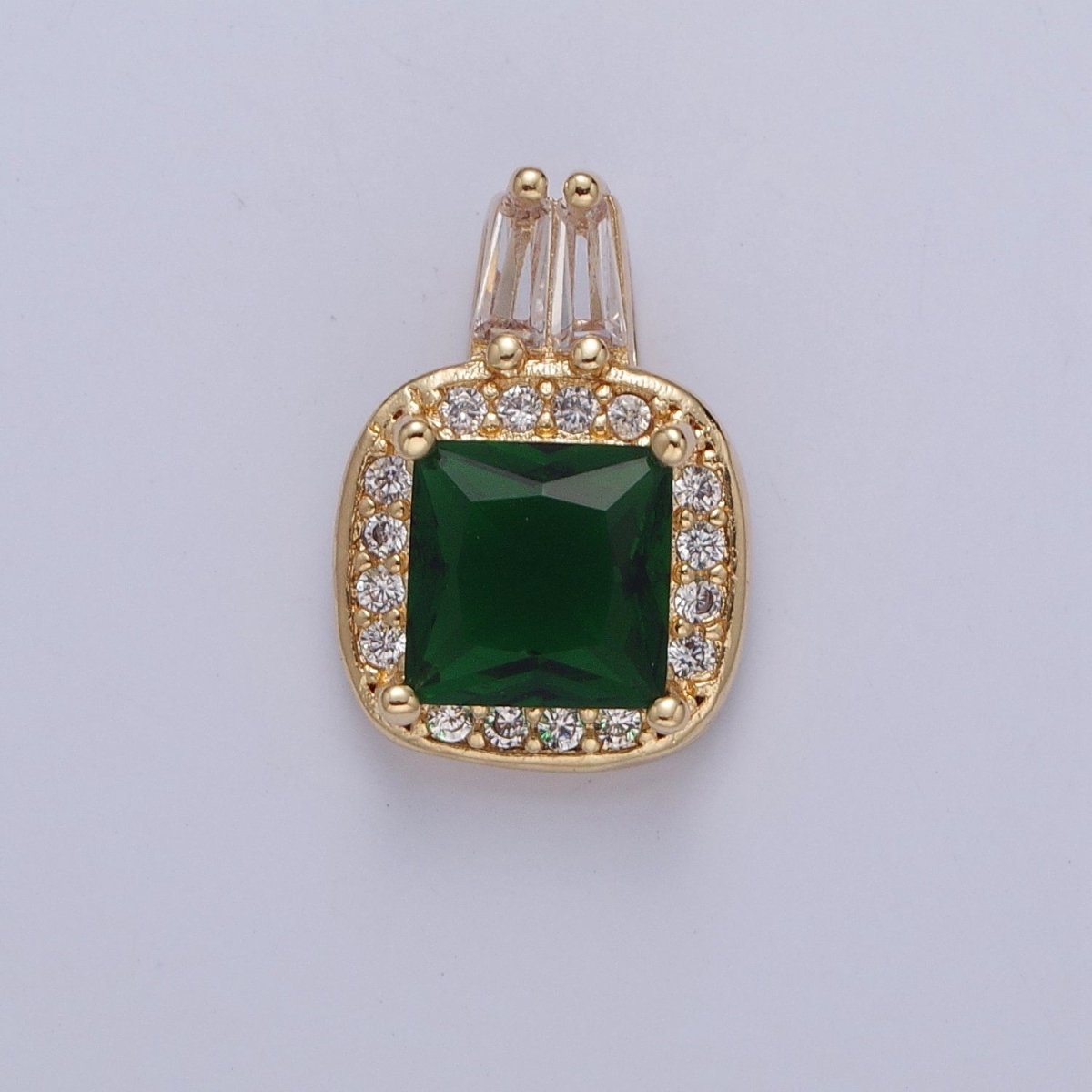 Square CZ Stone with Clear Micro Pave Cross Pendant for Necklace Bracelet Component X-327 - X-330