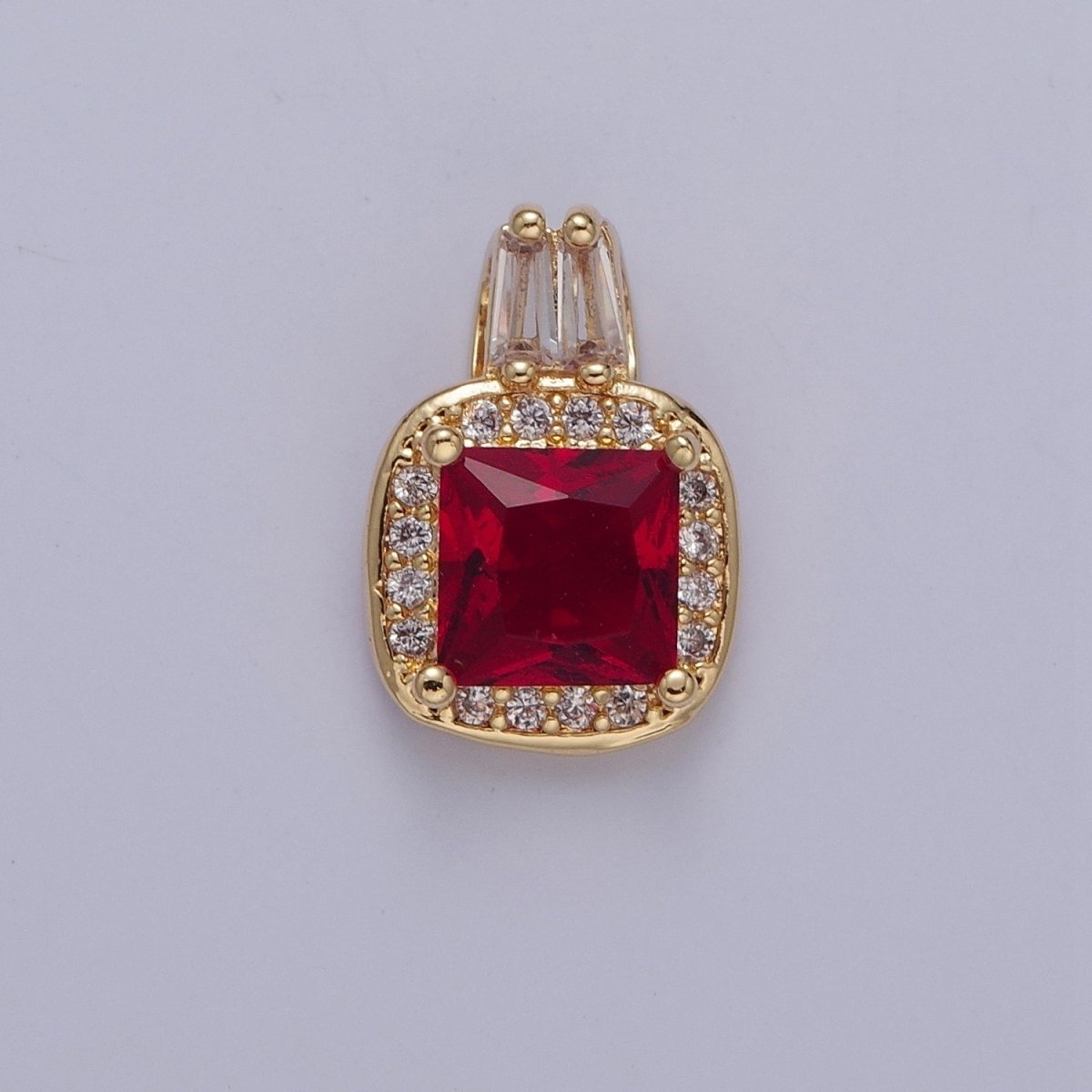 Square CZ Stone with Clear Micro Pave Cross Pendant for Necklace Bracelet Component X-327 - X-330