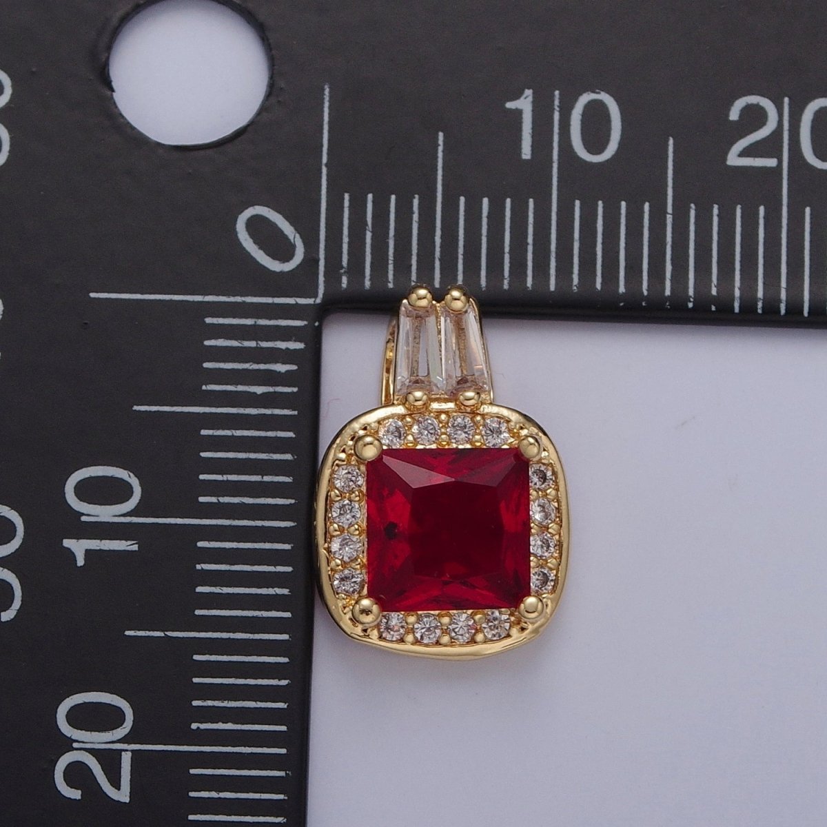 Square CZ Stone with Clear Micro Pave Cross Pendant for Necklace Bracelet Component X-327 - X-330