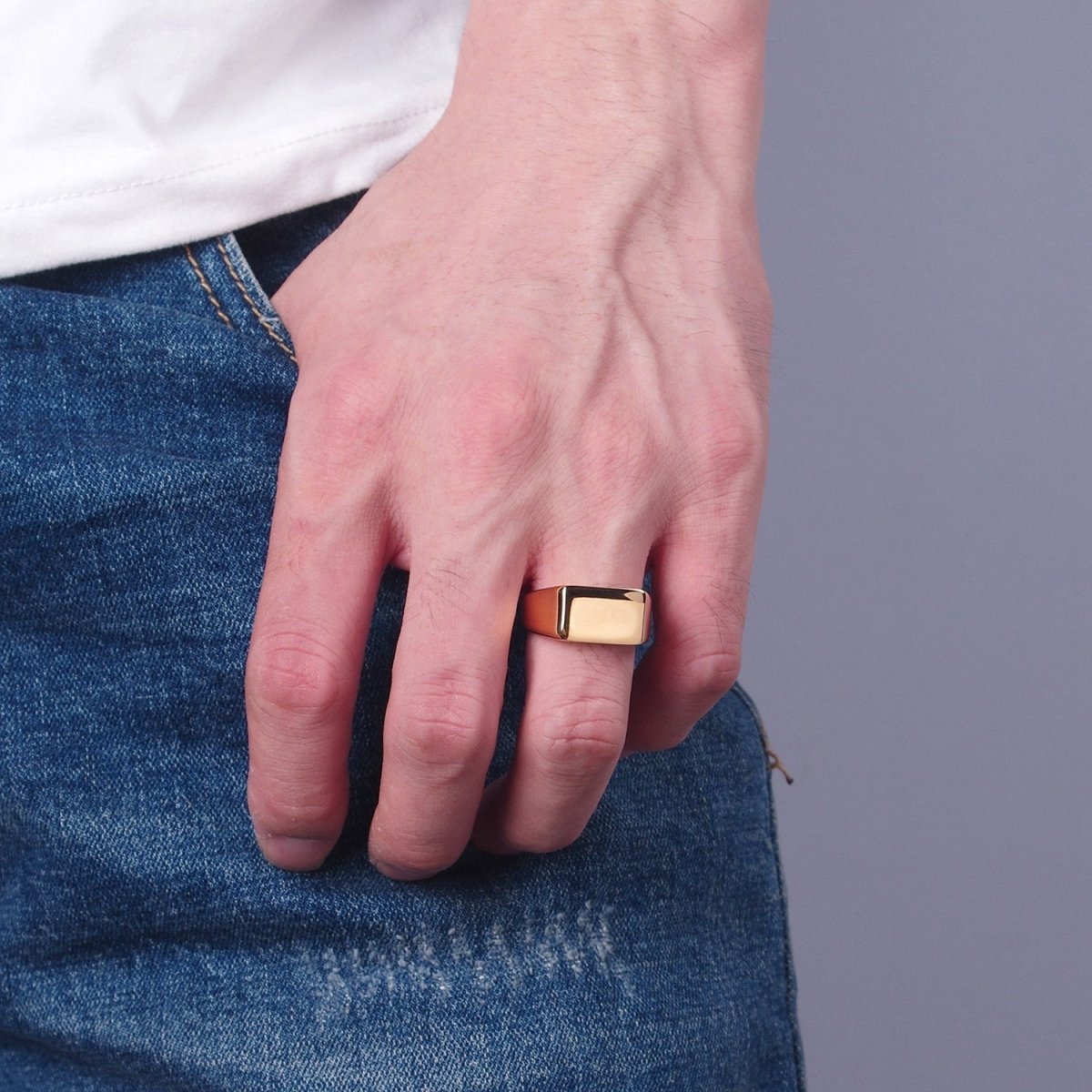 Square Signet Ring, Stainless Steel Classic Signet ring, Middle ring Rectangle ring Minimalist Jewelry S-045 ~ S-048