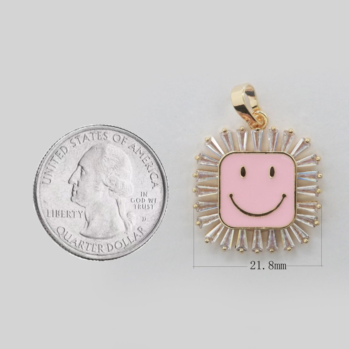 Square Smiley Face Charm Cubic Happy Face Pendant for Necklace Earring Component 31x22mm I-307 ~ I-312