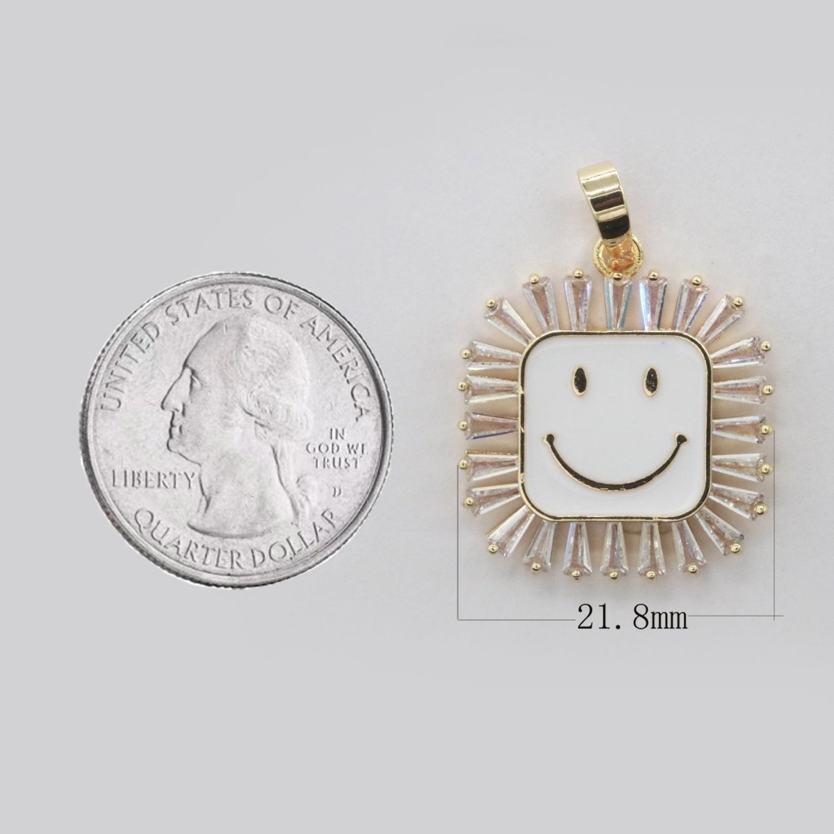 Square Smiley Face Charm Cubic Happy Face Pendant for Necklace Earring Component 31x22mm I-307 ~ I-312