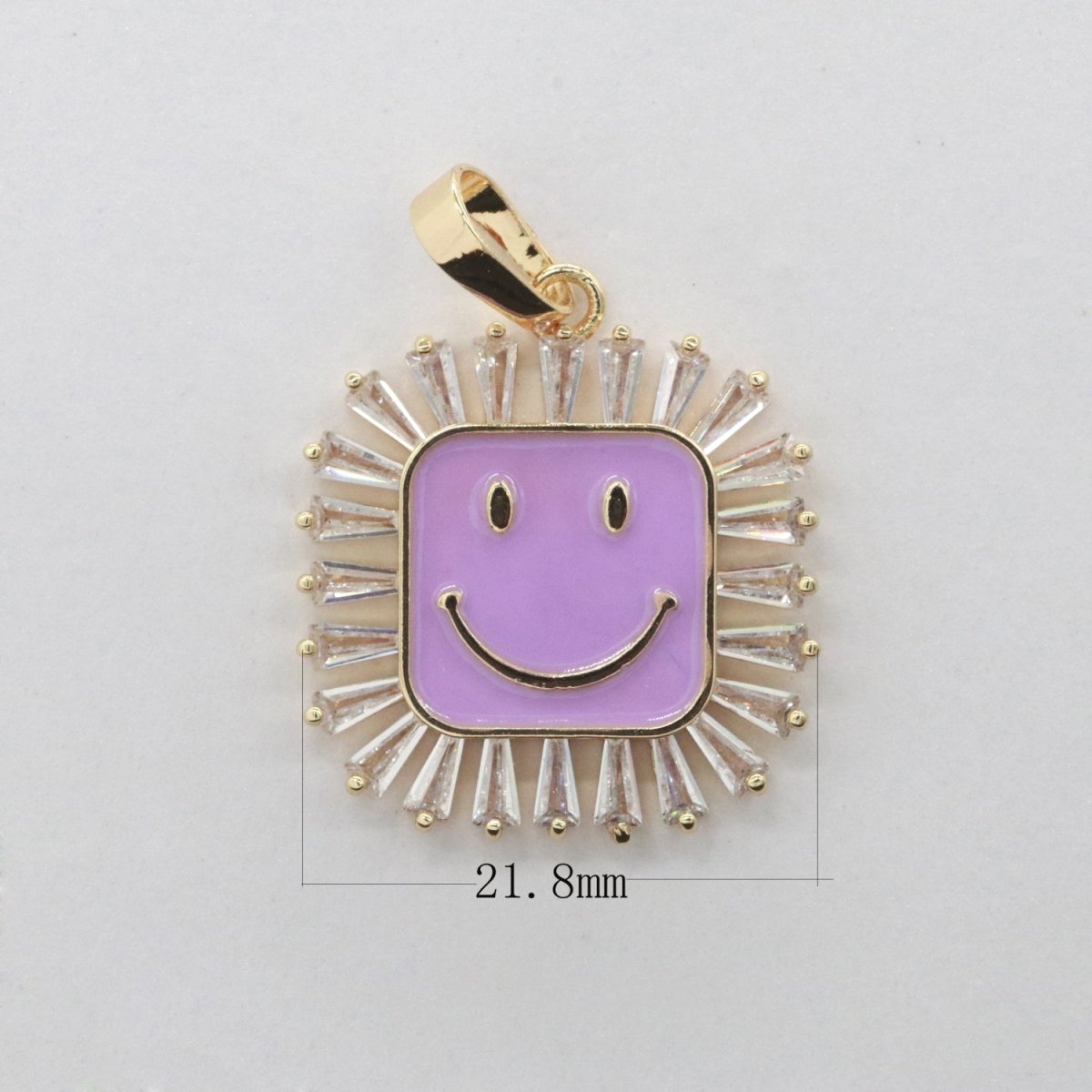 Square Smiley Face Charm Cubic Happy Face Pendant for Necklace Earring Component 31x22mm I-307 ~ I-312