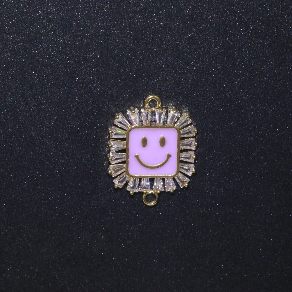 Square Smiley Face Charm Cubic Happy Face Pendant for Necklace Earring Component Enamel Y2K Jewelry Trend White Teal Pink Blue F-850~F-855