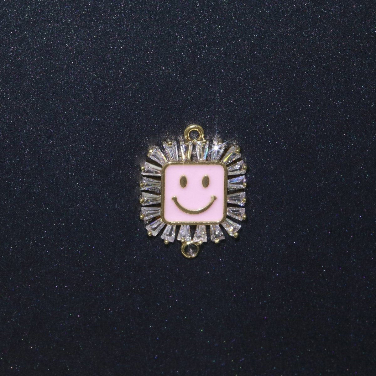 Square Smiley Face Charm Cubic Happy Face Pendant for Necklace Earring Component Enamel Y2K Jewelry Trend White Teal Pink Blue F-850~F-855