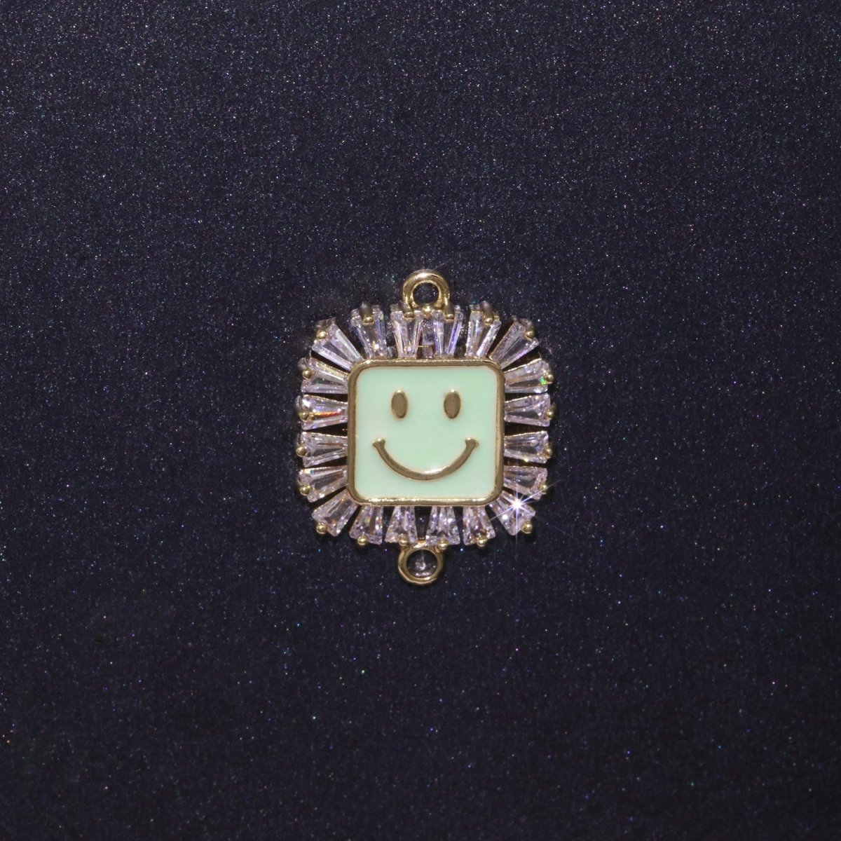 Square Smiley Face Charm Cubic Happy Face Pendant for Necklace Earring Component Enamel Y2K Jewelry Trend White Teal Pink Blue F-850~F-855