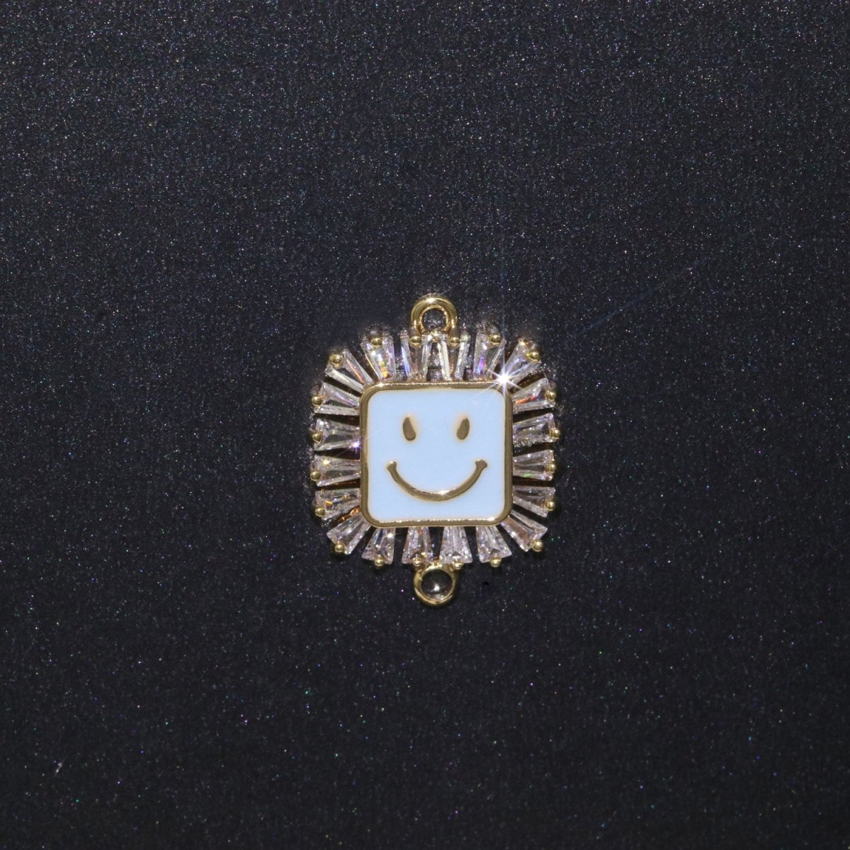Square Smiley Face Charm Cubic Happy Face Pendant for Necklace Earring Component Enamel Y2K Jewelry Trend White Teal Pink Blue F-850~F-855