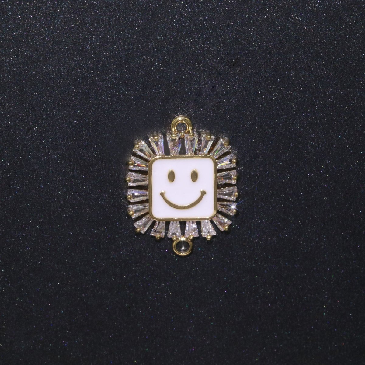 Square Smiley Face Charm Cubic Happy Face Pendant for Necklace Earring Component Enamel Y2K Jewelry Trend White Teal Pink Blue F-850~F-855