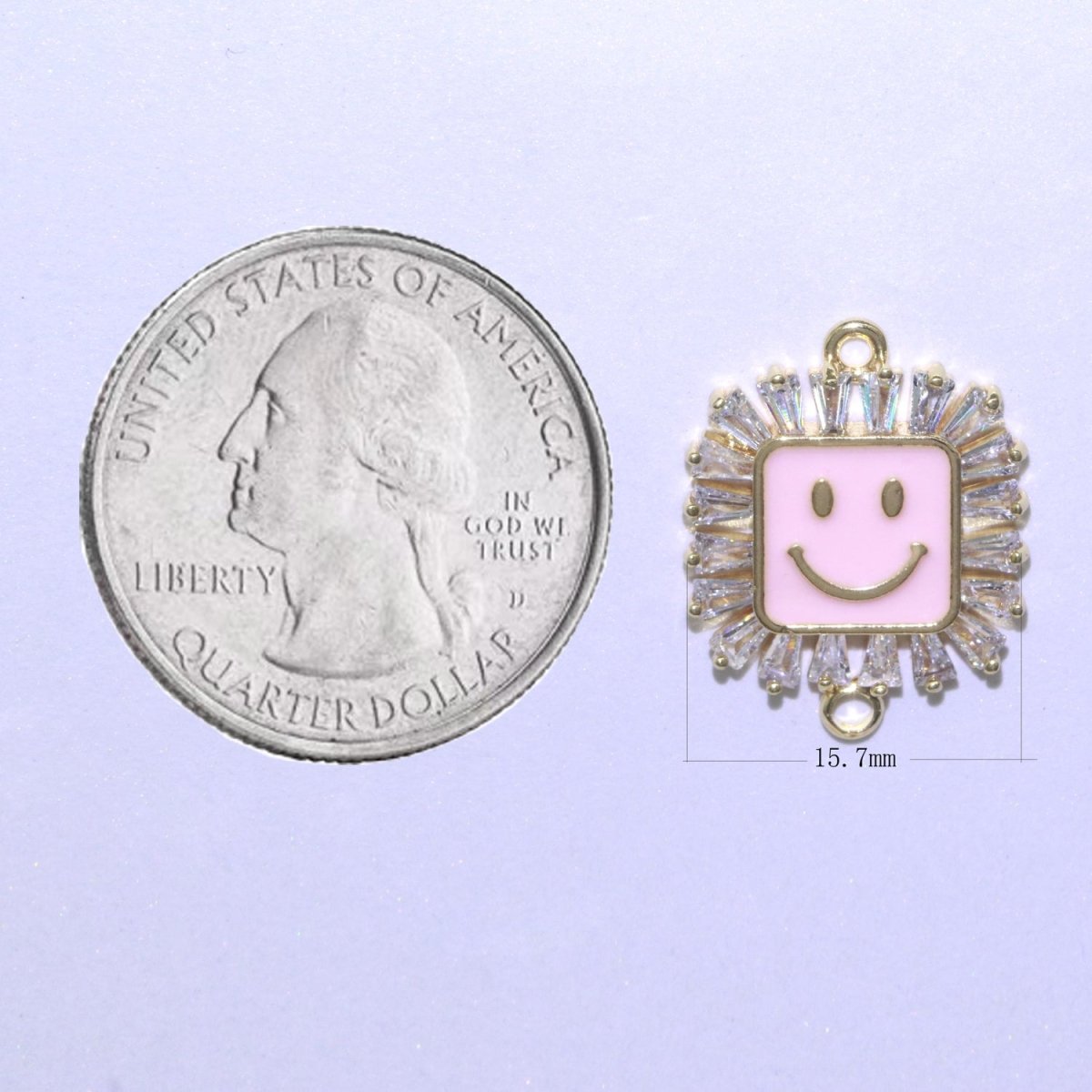 Square Smiley Face Charm Cubic Happy Face Pendant for Necklace Earring Component Enamel Y2K Jewelry Trend White Teal Pink Blue F-850~F-855