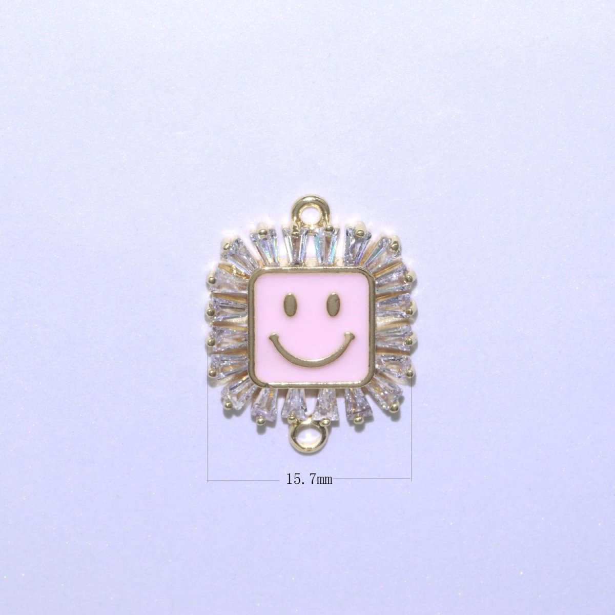 Square Smiley Face Charm Cubic Happy Face Pendant for Necklace Earring Component Enamel Y2K Jewelry Trend White Teal Pink Blue F-850~F-855