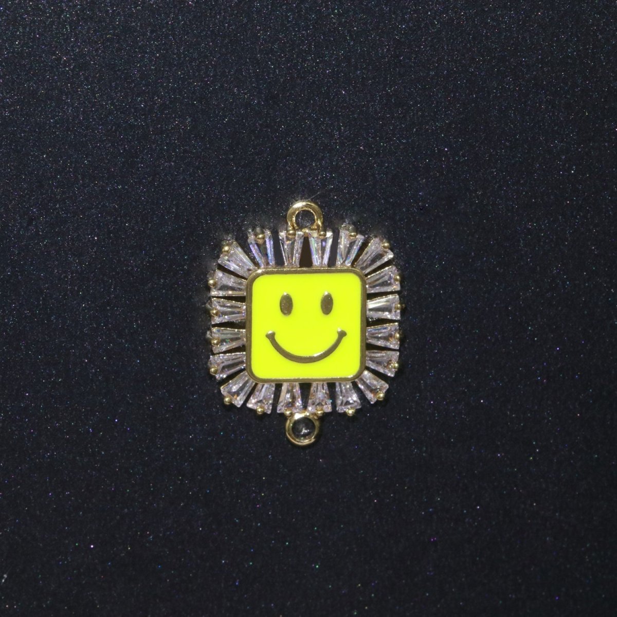 Square Smiley Face Charm Cubic Happy Face Pendant for Necklace Earring Component Enamel Y2K Jewelry Trend White Teal Pink Blue F-850~F-855