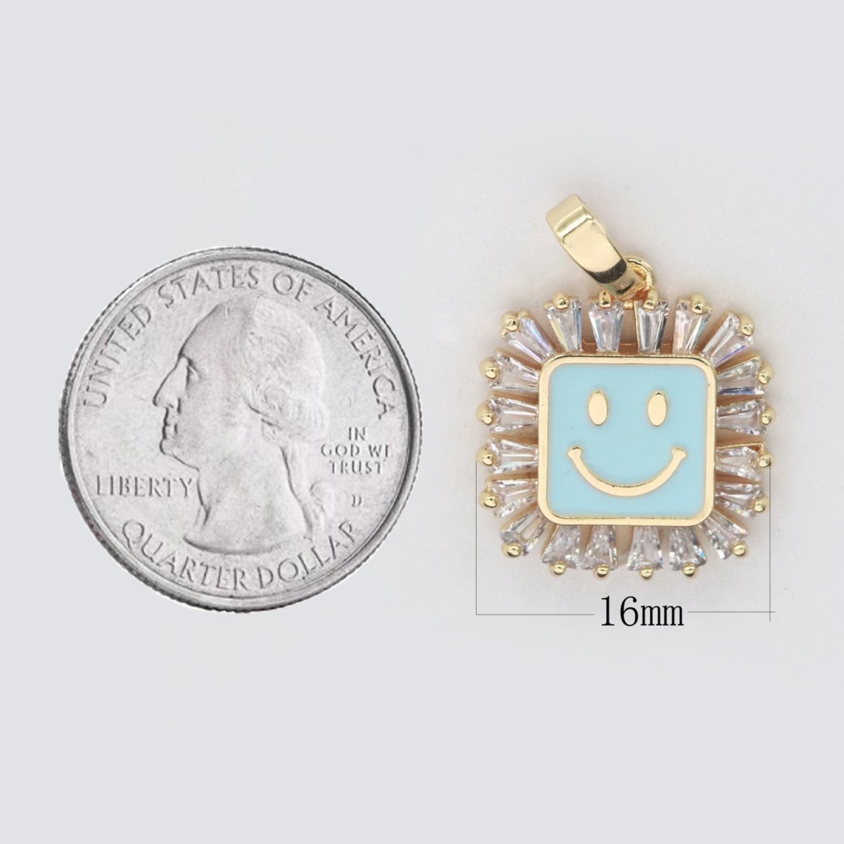 Square Smiley Face Charm Cubic Happy Face Pendant for Necklace Earring Component I-219 I-223 I-225 I-231 I-232 I-239