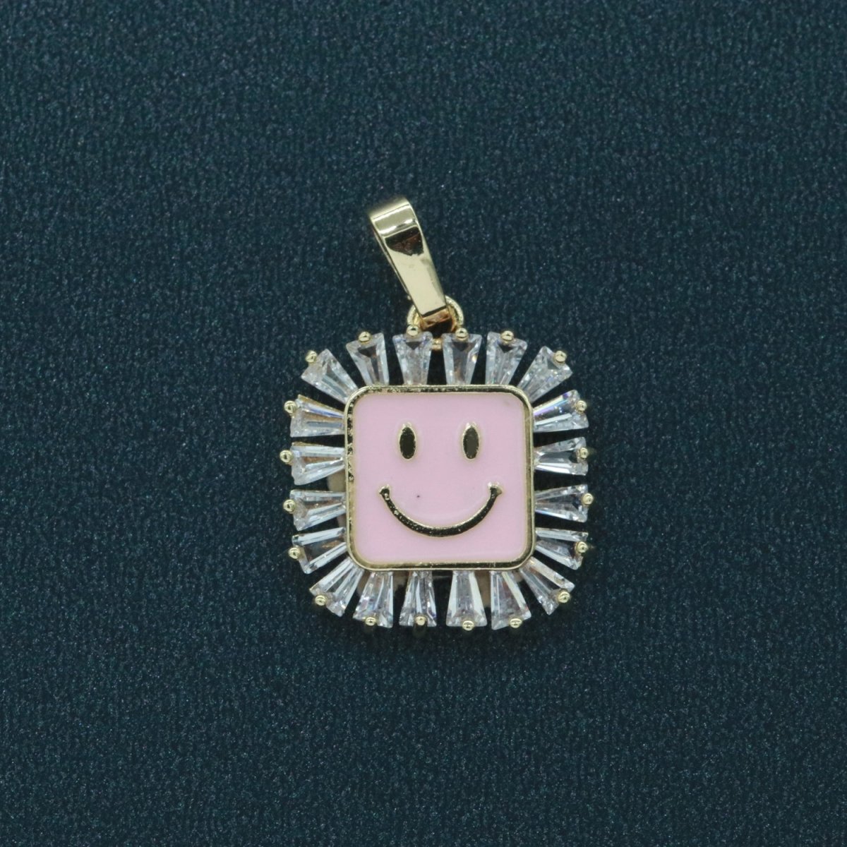 Square Smiley Face Charm Cubic Happy Face Pendant for Necklace Earring Component I-219 I-223 I-225 I-231 I-232 I-239