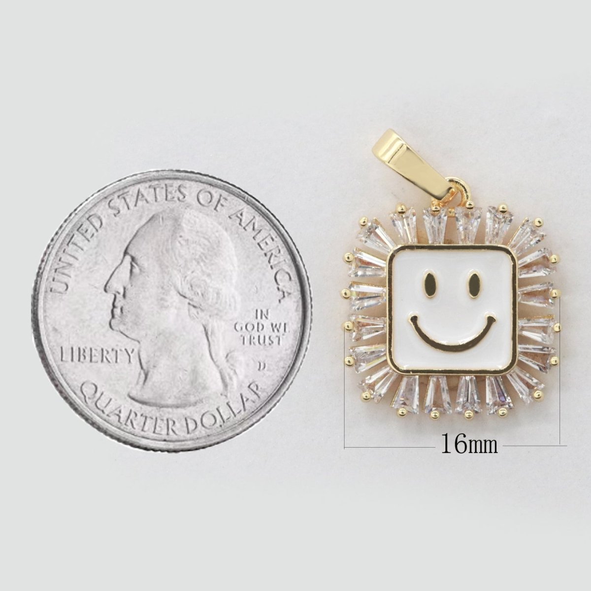 Square Smiley Face Charm Cubic Happy Face Pendant for Necklace Earring Component I-219 I-223 I-225 I-231 I-232 I-239