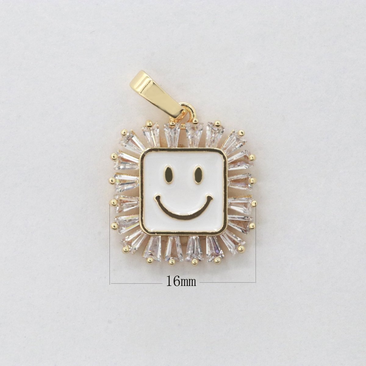 Square Smiley Face Charm Cubic Happy Face Pendant for Necklace Earring Component I-219 I-223 I-225 I-231 I-232 I-239