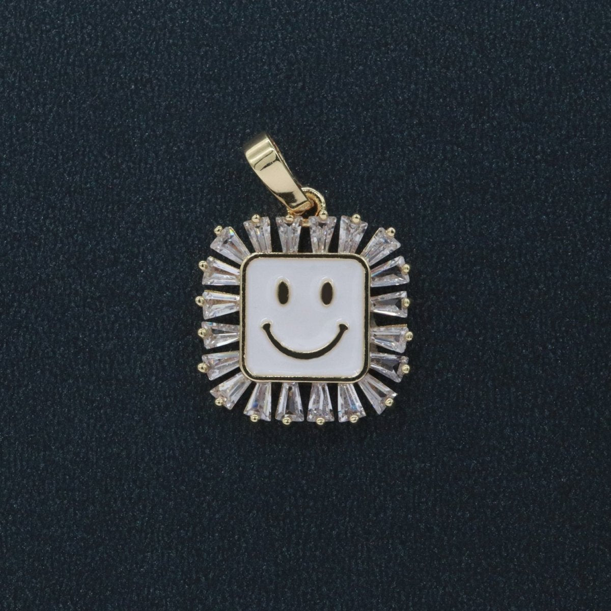 Square Smiley Face Charm Cubic Happy Face Pendant for Necklace Earring Component I-219 I-223 I-225 I-231 I-232 I-239