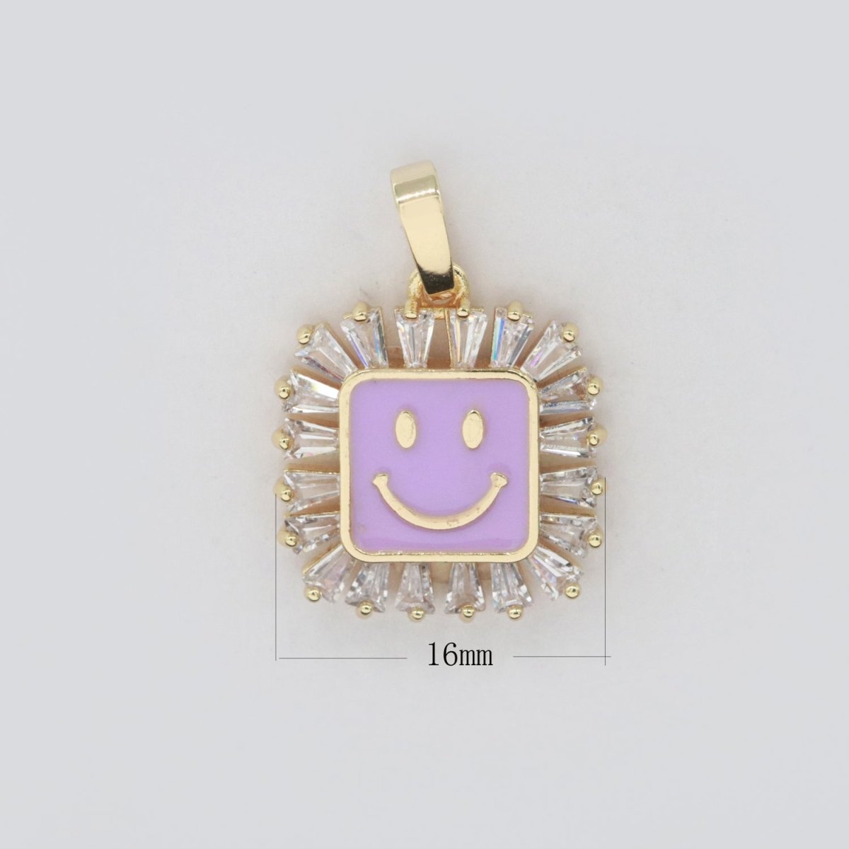 Square Smiley Face Charm Cubic Happy Face Pendant for Necklace Earring Component I-219 I-223 I-225 I-231 I-232 I-239