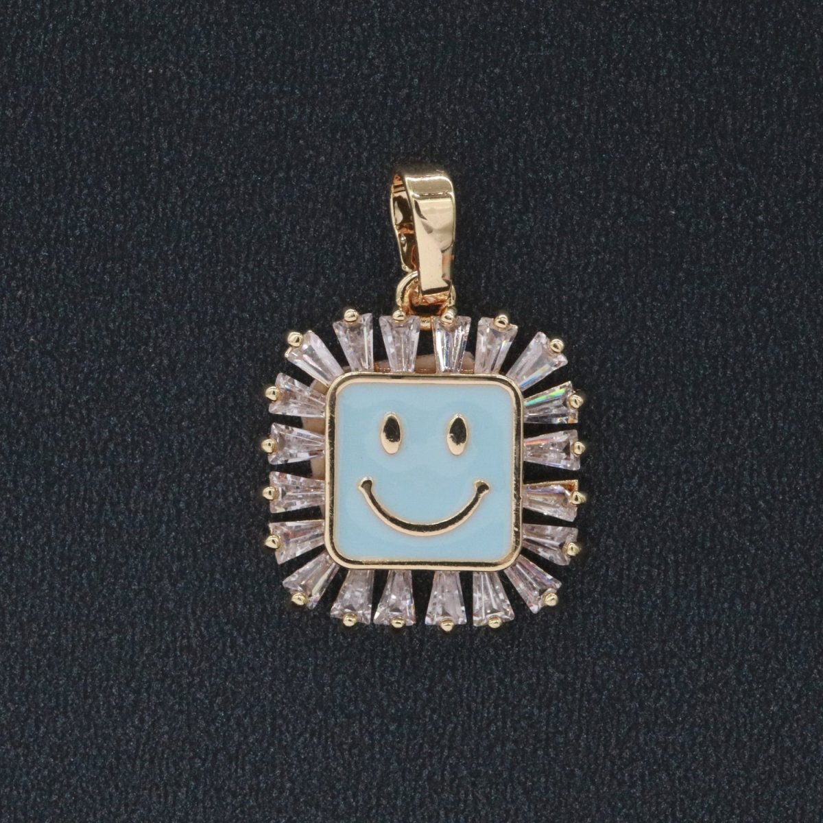Square Smiley Face Charm Cubic Happy Face Pendant for Necklace Earring Component I-219 I-223 I-225 I-231 I-232 I-239