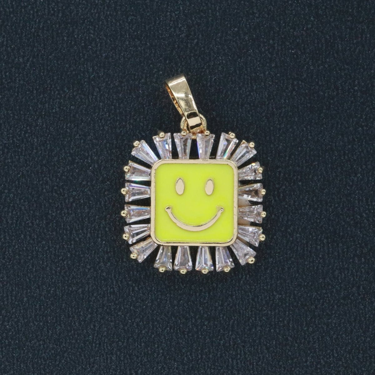 Square Smiley Face Charm Cubic Happy Face Pendant for Necklace Earring Component I-219 I-223 I-225 I-231 I-232 I-239
