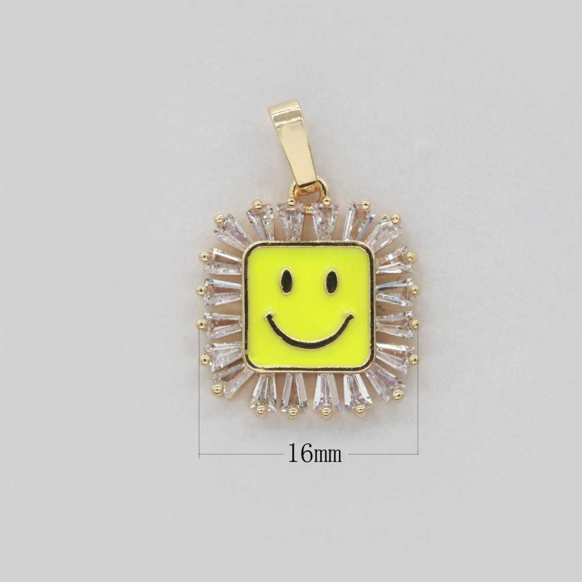 Square Smiley Face Charm Cubic Happy Face Pendant for Necklace Earring Component I-219 I-223 I-225 I-231 I-232 I-239