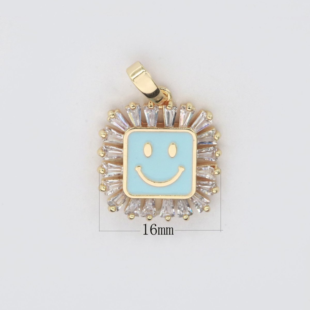 Square Smiley Face Charm Cubic Happy Face Pendant for Necklace Earring Component I-219 I-223 I-225 I-231 I-232 I-239