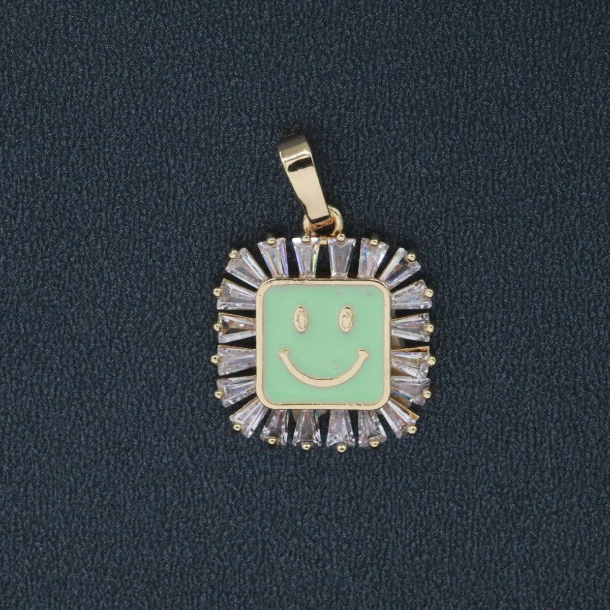 Square Smiley Face Charm Cubic Happy Face Pendant for Necklace Earring Component I-219 I-223 I-225 I-231 I-232 I-239